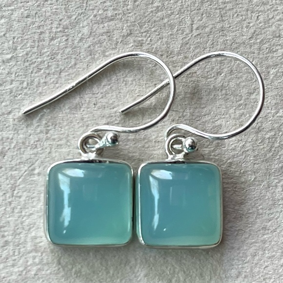 Aqua Chalcedony Sterling Silver Earrings - Picture 8 of 9